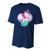 Cute Unicorn Mermaid Heart Youth Performance Sprint T-Shirt