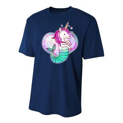 Cute Unicorn Mermaid Heart Youth Performance Sprint T-Shirt