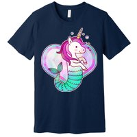 Cute Unicorn Mermaid Heart Premium T-Shirt