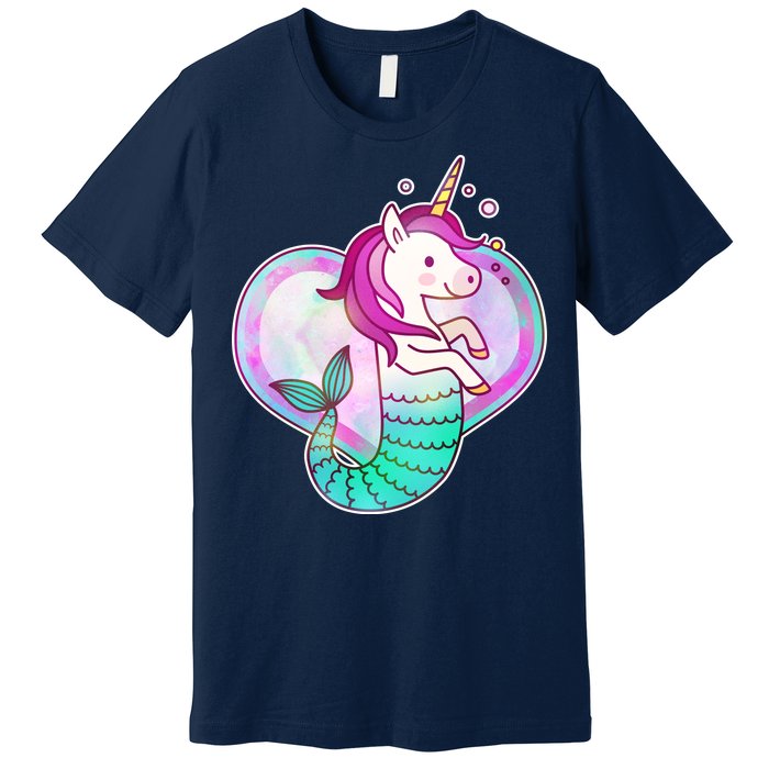 Cute Unicorn Mermaid Heart Premium T-Shirt