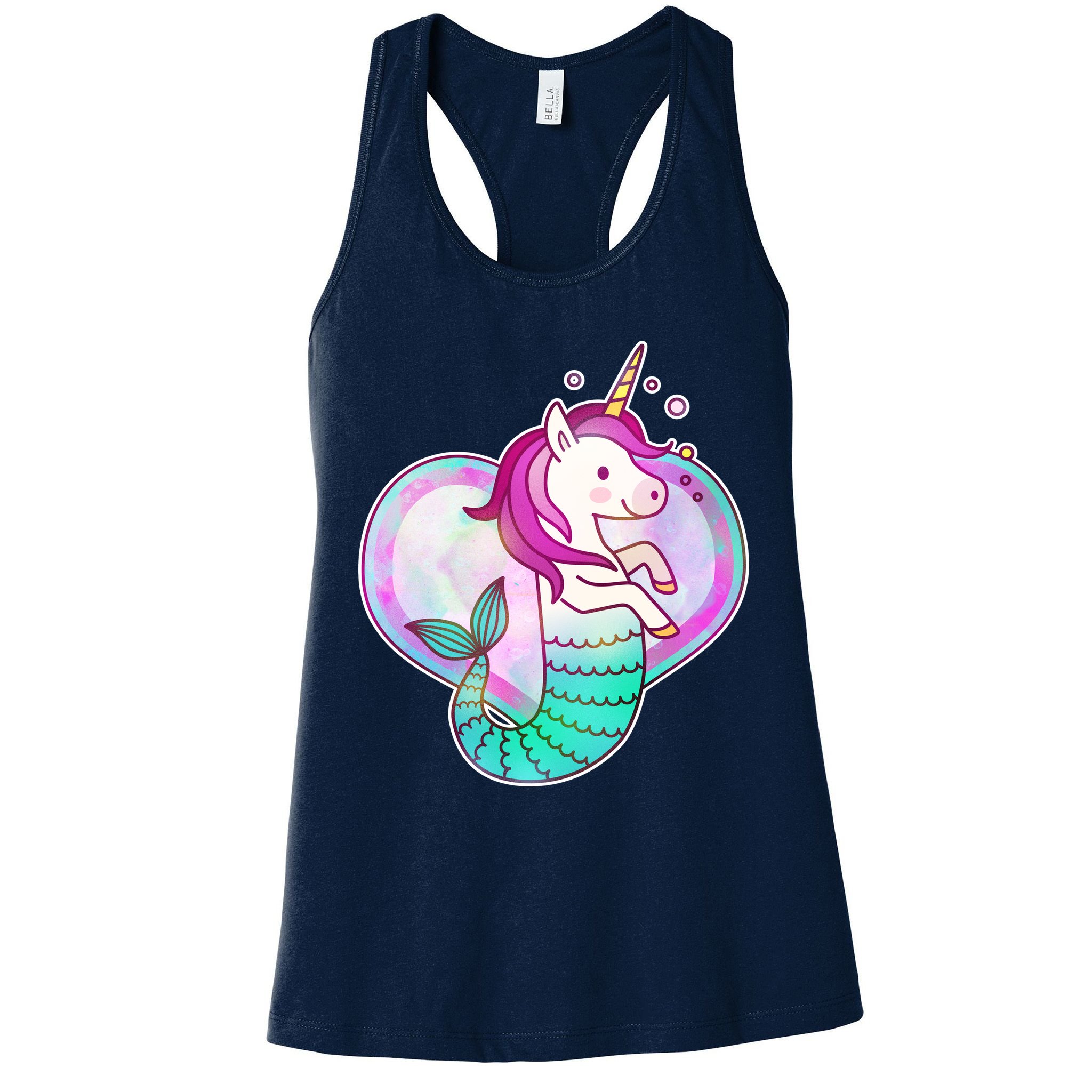Cute Unicorn Mermaid Heart Womens Tank Top