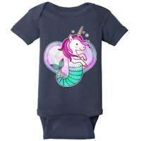 Cute Unicorn Mermaid Heart Baby Bodysuit