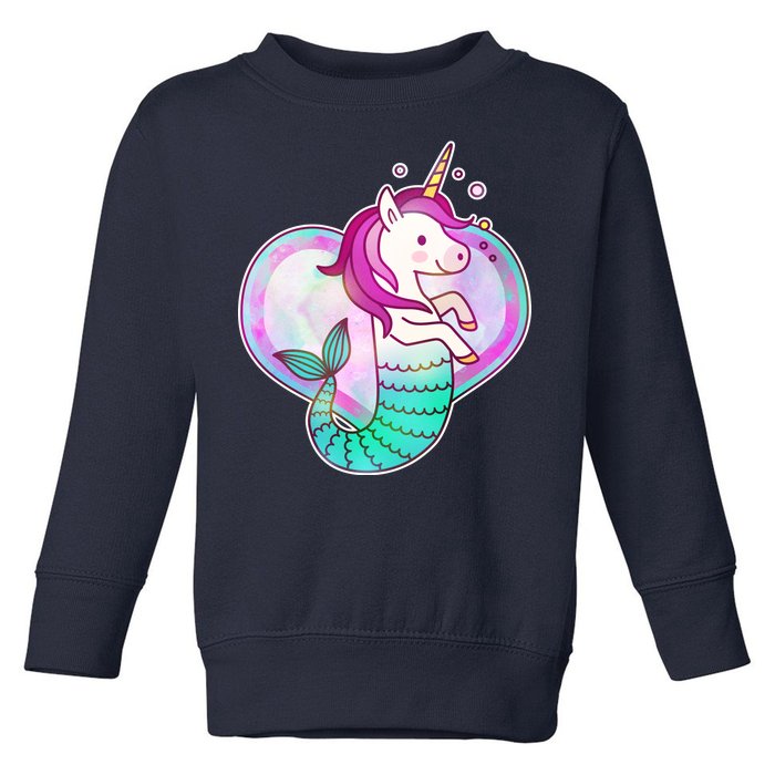 Cute Unicorn Mermaid Heart Toddler Sweatshirt