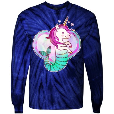 Cute Unicorn Mermaid Heart Tie-Dye Long Sleeve Shirt