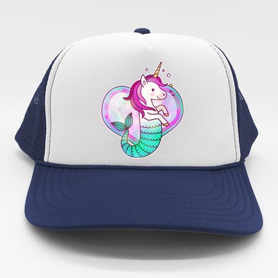 Cute Unicorn Mermaid Heart Trucker Hat