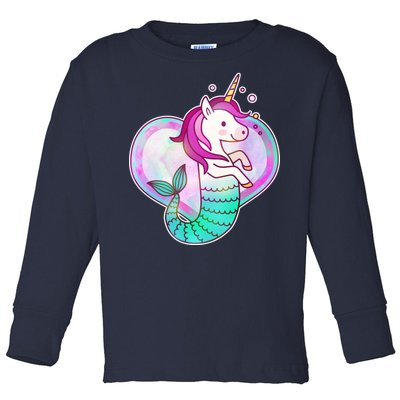 Cute Unicorn Mermaid Heart Toddler Long Sleeve Shirt