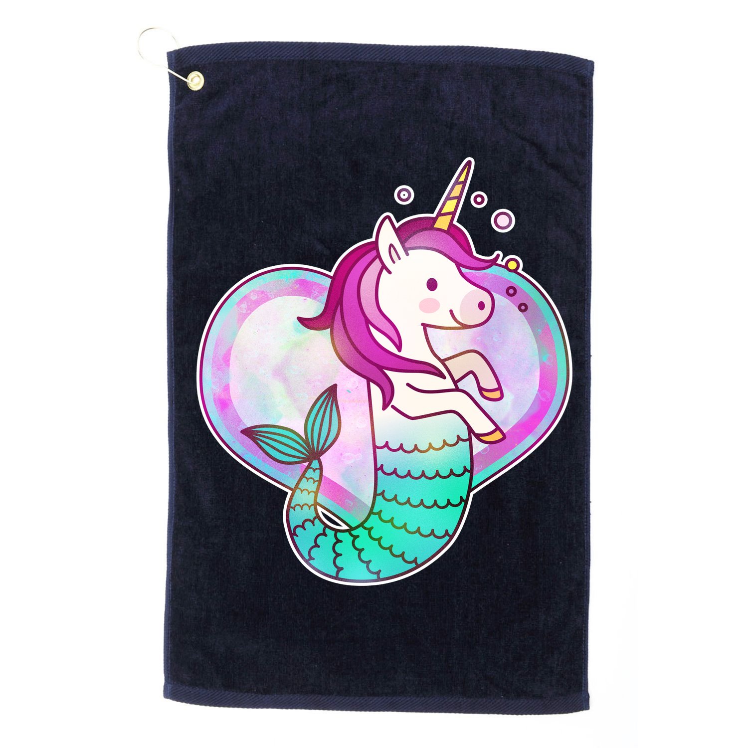 Cute Unicorn Mermaid Heart Golf Towel