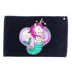 Cute Unicorn Mermaid Heart Grommeted Golf Towel