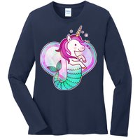 Cute Unicorn Mermaid Heart Ladies Long Sleeve Shirt