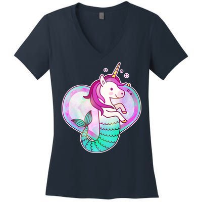 Cute Unicorn Mermaid Heart Women's V-Neck T-Shirt