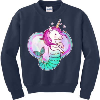 Cute Unicorn Mermaid Heart Kids Sweatshirt