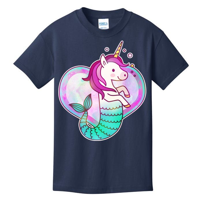 Cute Unicorn Mermaid Heart Kids T-Shirt