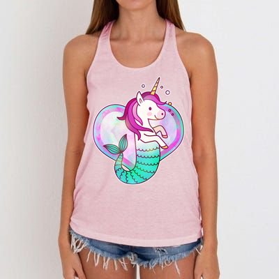 Cute Unicorn Mermaid Heart Women's Knotted Racerback Tank