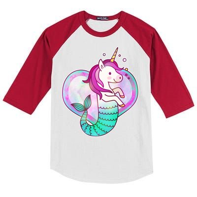 Cute Unicorn Mermaid Heart Kids Colorblock Raglan Jersey