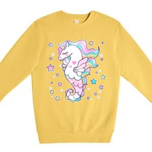 Cute Unicorn Seahorse Uni-Maid Premium Crewneck Sweatshirt