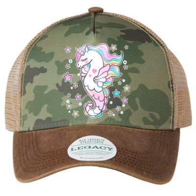 Cute Unicorn Seahorse Uni-Maid Legacy Tie Dye Trucker Hat