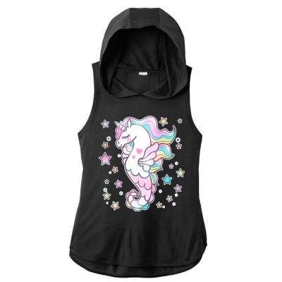 Cute Unicorn Seahorse Uni-Maid Ladies PosiCharge Tri-Blend Wicking Draft Hoodie Tank