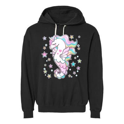 Cute Unicorn Seahorse Uni-Maid Garment-Dyed Fleece Hoodie
