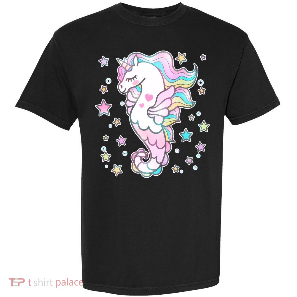 Cute Unicorn Seahorse Uni-Maid Garment-Dyed Heavyweight T-Shirt