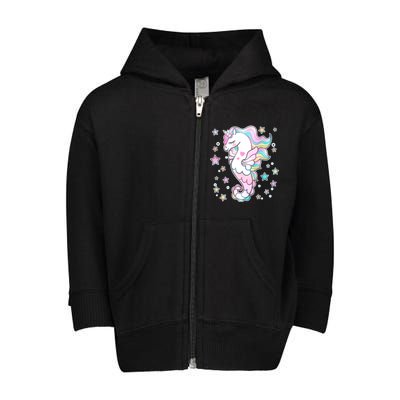 Cute Unicorn Seahorse Uni-Maid Toddler Zip Fleece Hoodie