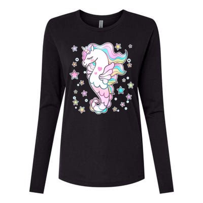 Cute Unicorn Seahorse Uni-Maid Womens Cotton Relaxed Long Sleeve T-Shirt