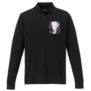 Cute Unicorn Seahorse Uni-Maid Performance Long Sleeve Polo