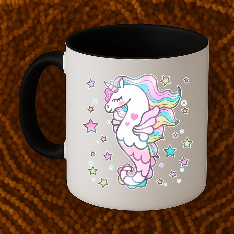 Cute Unicorn Seahorse Uni-Maid Mug