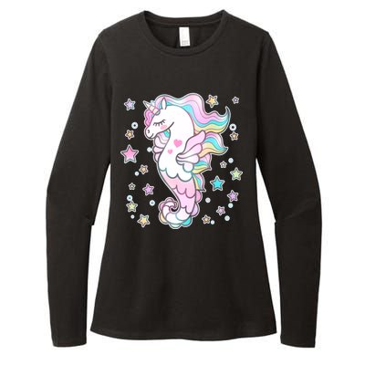 Cute Unicorn Seahorse Uni-Maid Womens CVC Long Sleeve Shirt