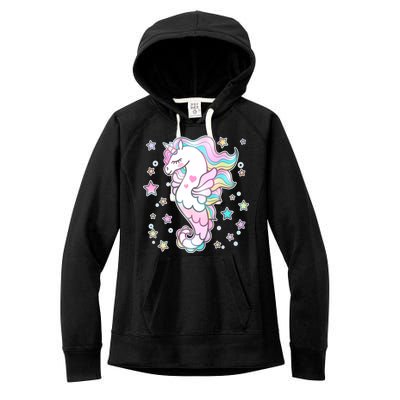 Cute Unicorn Seahorse Uni-Maid Women's Fleece Hoodie