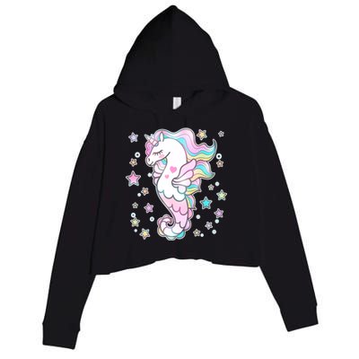 Cute Unicorn Seahorse Uni-Maid Crop Fleece Hoodie