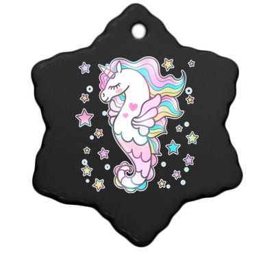 Cute Unicorn Seahorse Uni-Maid Ceramic Star Ornament