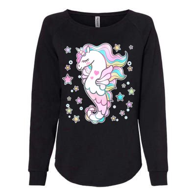 Cute Unicorn Seahorse Uni-Maid Womens California Wash Sweatshirt