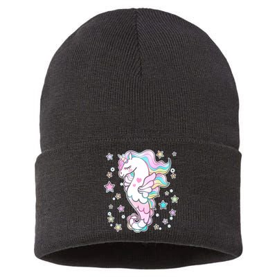 Cute Unicorn Seahorse Uni-Maid Sustainable Knit Beanie