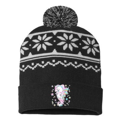 Cute Unicorn Seahorse Uni-Maid USA-Made Snowflake Beanie