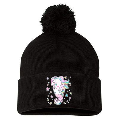 Cute Unicorn Seahorse Uni-Maid Pom Pom 12in Knit Beanie