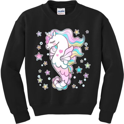Cute Unicorn Seahorse Uni-Maid Kids Sweatshirt
