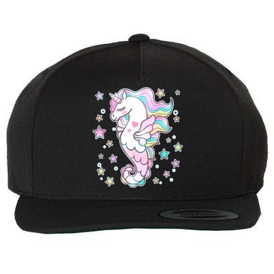 Cute Unicorn Seahorse Uni-Maid Wool Snapback Cap