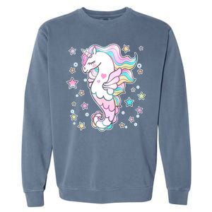 Cute Unicorn Seahorse Uni-Maid Garment-Dyed Sweatshirt