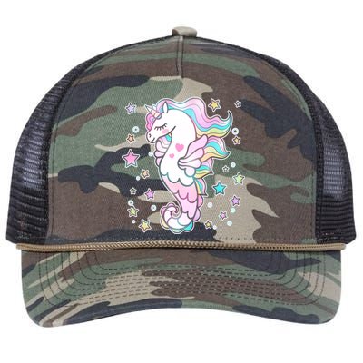 Cute Unicorn Seahorse Uni-Maid Retro Rope Trucker Hat Cap