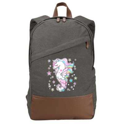 Cute Unicorn Seahorse Uni-Maid Cotton Canvas Backpack