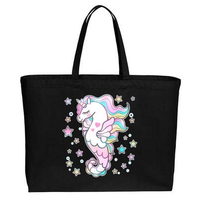 Cute Unicorn Seahorse Uni-Maid Cotton Canvas Jumbo Tote