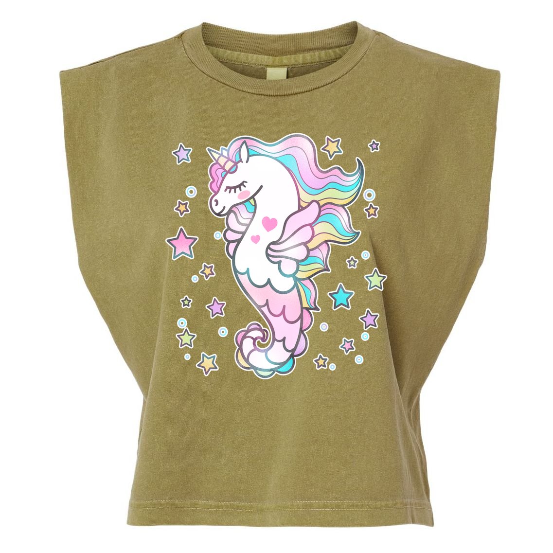 Cute Unicorn Seahorse Uni-Maid Garment-Dyed Women's Muscle Tee