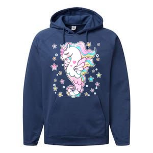 Cute Unicorn Seahorse Uni-Maid Performance Fleece Hoodie