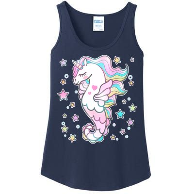 Cute Unicorn Seahorse Uni-Maid Ladies Essential Tank