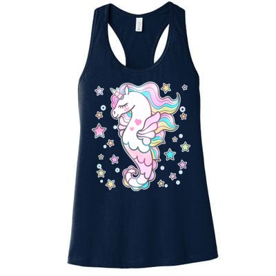 Cute Unicorn Seahorse Uni-Maid Women's Racerback Tank