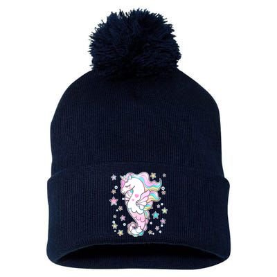 Cute Unicorn Seahorse Uni-Maid Pom Pom 12in Knit Beanie