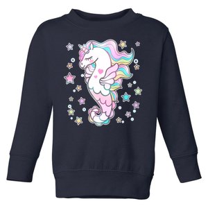 Cute Unicorn Seahorse Uni-Maid Toddler Sweatshirt