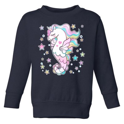 Cute Unicorn Seahorse Uni-Maid Toddler Sweatshirt