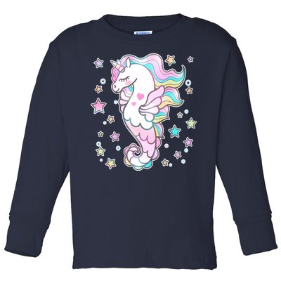 Cute Unicorn Seahorse Uni-Maid Toddler Long Sleeve Shirt