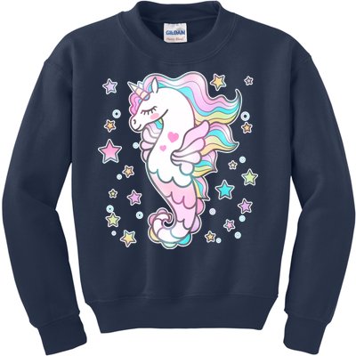 Cute Unicorn Seahorse Uni-Maid Kids Sweatshirt